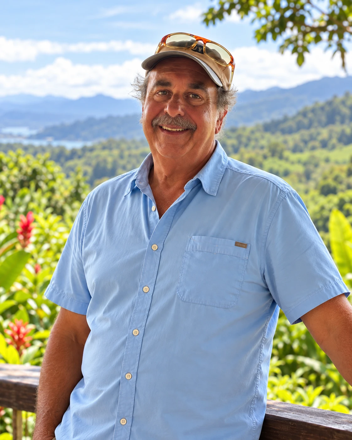 Harry smiling in front of the Costa Rican hills